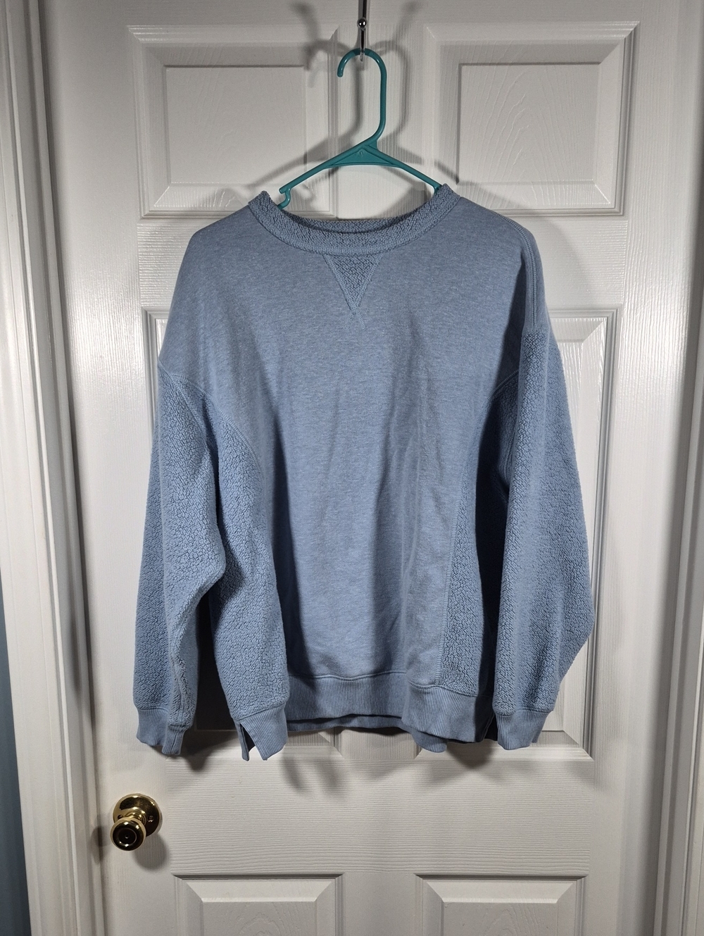 aerie Light Blue Fleece Panel Crewneck Sweatshirt